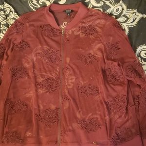Torrid Size 4 Red Mesh Bomber Jacket